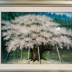 桜の絵「西田朗」油絵