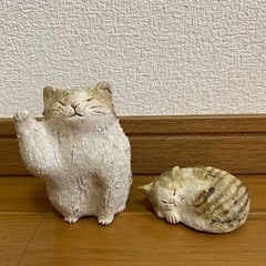 【中古】猫の置き物　信楽焼