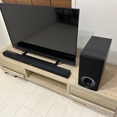 受渡済】40型テレビ、サウンドバー、テレビ台セット