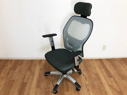 高機能オフィスチェア可動肘\u0026ヘッドレスト付きデスクチェア　人間工学椅子メッシュチェア　ダークグリーン　展示品・アウトレット