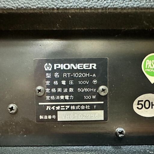 23T428_ジ5 動作確認済 美品 Pioneer RT-1020H オープンリールデッキ テープデッキ オーディオ 昭和レトロ