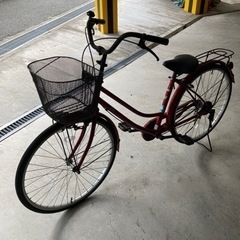 自転車　赤　ママチャリ