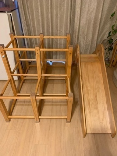 木製ジャングルジム　滑り台　室内遊具
