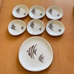 東洋陶器　皿大小7枚セット　魚柄　KOKURA WARE 昭和レトロ