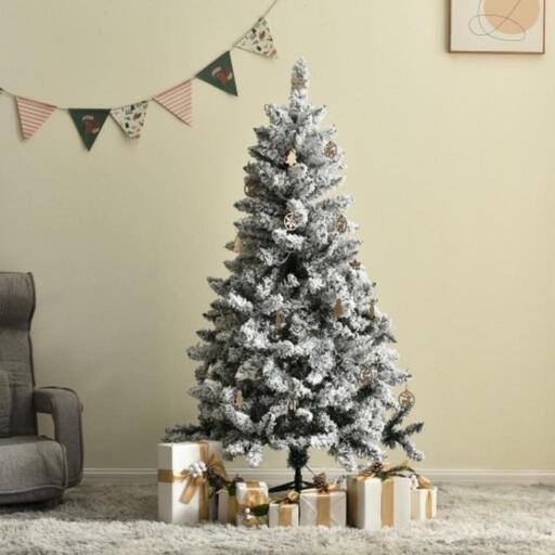 ホワイトクリスマスツリー 北欧 180cm 雪化粧 クリスマス LEDライト付