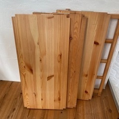 無印　パイン材ユニットシェルフ　木材　追加棚板3枚　脚1本