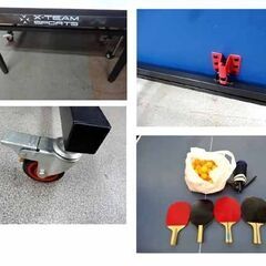 X-TEAM SPORTS 卓球台 国際規格サイズ セパレート式 （ラケット×4 ネット 球 セット) 折りたたみ収納可能 西岡店