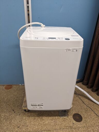 2021年製 SHARP 全自動電気洗濯機 5.5kg ES-GE5E-W 風乾燥3.0kg コンパクト