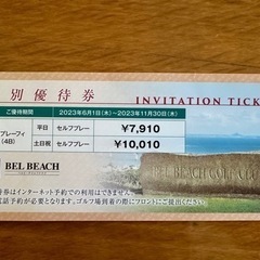 【ネット決済・配送可】ベルビーチゴルフクラブ　優待券