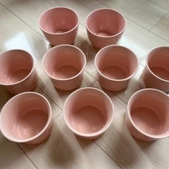 新品　ピンク色　陶器　9個セット　+ 白色　3個