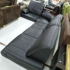 ローソファー コーナーソファ 幅273cm 5分割 合皮 ブラック 家具 ソファー 苫小牧西店