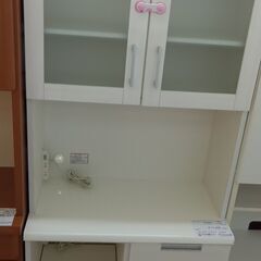 ジモティ来店特価!! 食器棚 綾野家具 ダークブラウン×ホワイト J-1030