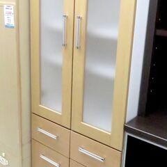 北海道 千歳市/恵庭市 近郊配送 ニトリ 食器棚 N RANDA 60D-LBR ナチュラル 店頭でのお受け渡し大歓迎 北海道 千歳市/恵庭市 近郊配送 ニトリ 食器棚 N RANDA 60D-LBR