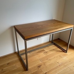 決まりました。WORK DESK ワークデスク タモ無垢材 スチール角パイプ 