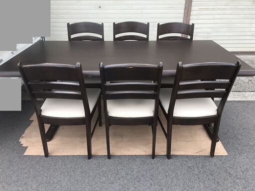 大商産業 木製 6人用 ダイニングテーブル チェア6脚セット 椅子 幅180cm×奥行90cm×高さ71cm