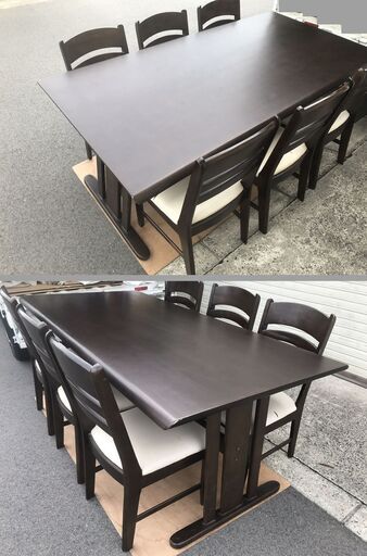 大商産業 木製 6人用 ダイニングテーブル チェア6脚セット 椅子 幅180cm×奥行90cm×高さ71cm