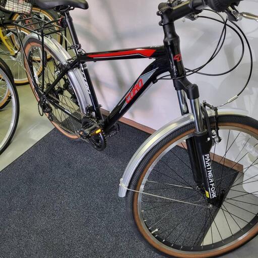 自転車 マウンテンバイク 新車 21段変速 アルミフレーム 26インチ キャリア・泥除け付き