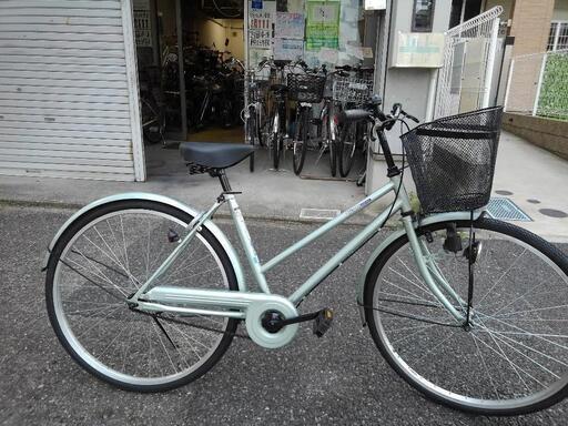 中古自転車２６１７　前後タイヤ新品！　２６インチ　ギヤなし　ダイナモライト