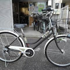 中古自転車2716 前後タイヤ新品！ 26インチ 6段ギヤ LED オート 