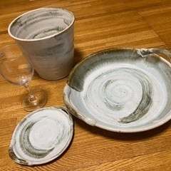 「お値下げしました」陶器ワインクーラー&ワイングラス  大皿&小...