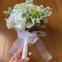 かすみ草×紫陽花クラッチブーケとブートニア