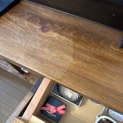 アンティーク風　天然木　プリンターも入るハイタイプテレビ台　キャビネット