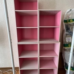 ピンク　カラーボックス　3段×3／2段×1