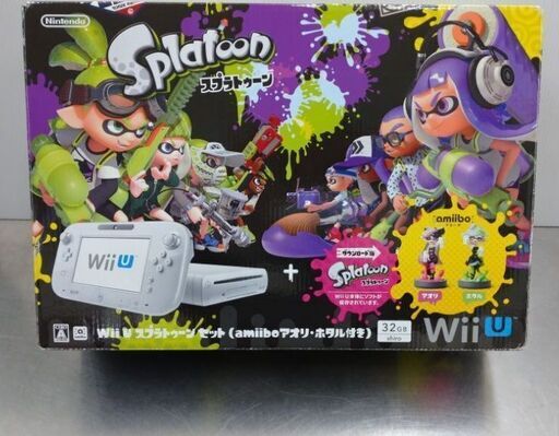 中古品 任天堂 NintendoWii スプラトゥーンセット Amiiboアオリ・ホタル付き WUP-S-WAHT(JPN) 2015年製