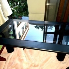 テーブル  ブラック  木製 ガラス