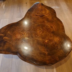 一枚板高級テーブル＆特注木の台座セット、丸太、ちゃぶ台、ダイニン...
