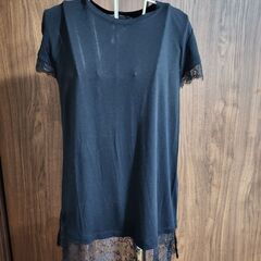 【ネット決済・配送可】BCBG  レースつきカットソー素材Tシャツ