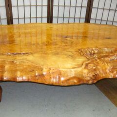 R094 一枚板 大型ローテーブル、座卓天然木 、幅152cm ...