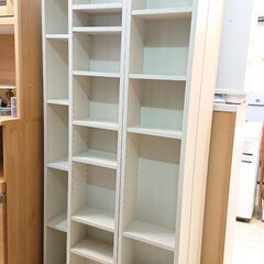 大型 ダブルスライド式 本棚 ラック ホワイト 木目模様■横幅88㎝×奥行42cm×高さ180cm■近隣配送無料 買取帝国 朝霞店