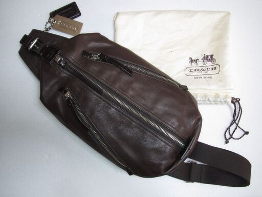 極美品！COACH コーチ ボディバッグ トンプソン 70360 スリング ショルダー メンズ 斜め掛け レザー 本革 ブラウン 茶 保管袋付属