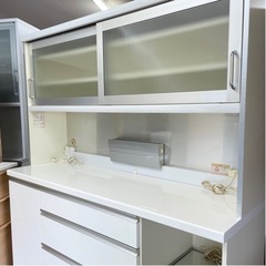 【お買い得‼️】高級♪ パモウナ 160cm幅キッチンボード 食器棚 収納家具 鏡面仕上げホワイト♪