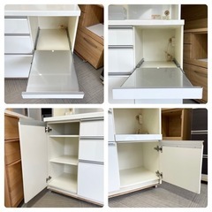 【お買い得‼️】高級♪ パモウナ 160cm幅キッチンボード 食器棚 収納家具 鏡面仕上げホワイト♪