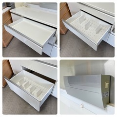 【お買い得‼️】高級♪ パモウナ 160cm幅キッチンボード 食器棚 収納家具 鏡面仕上げホワイト♪