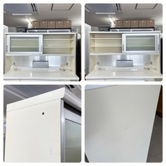 【お買い得‼️】高級♪ パモウナ 160cm幅キッチンボード 食器棚 収納家具 鏡面仕上げホワイト♪