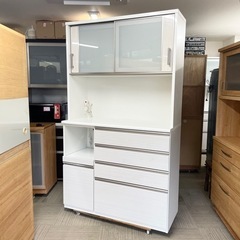 【超美品‼️】定価119,000円♪ ニトリ 120cm幅キッチンボード(ポスティア120KB) 食器棚 収納家具 木目調ホワイト♪