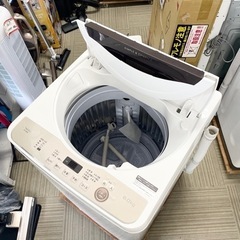 【超美品‼️】シャープ 2021年製 6.0kg全自動洗濯機 穴なしステンレス槽 ブラウン♪