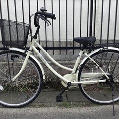 整備済＞ママチャリ・26インチ自転車・変速なし 鍵付き 色・パール
