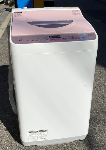 【RKGSE-058】特価！シャープ/5kg/タテ型全自動洗濯乾燥機/ES-TX5A-P/中古品/2017年製/当社より近隣地域無料配達