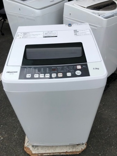 北九州市内配送無料　保証付き　2019年　ハイセンス 全自動 洗濯機 5.5kg HW-T55C 本体幅50cm 最短10分洗濯 ふたり暮らし ホワイト/ホワイト