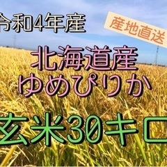 【受付終了】　北海道産ゆめぴりか玄米30キロ