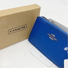 【美品】COACH ミニスキニーIDケース レディース PVC ブルー