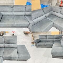 ☆ニトリ☆ 布張りカウチソファ ウォール3KD NITORI グレー クッション 