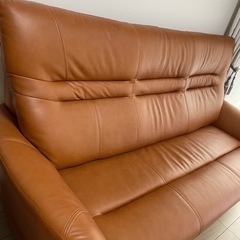本革　美品　ハイバックソファー
