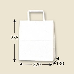 手提げ紙袋（白・平紐・幅220×マチ130×高さ255mm）