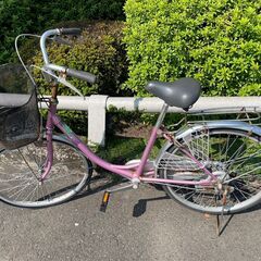 自転車　No.1068　ピンク　24インチ　ライト、鍵付き　【リ...