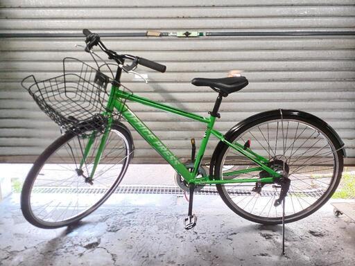 自転車中古　クロスバイク　OFFICE PRESS　外装7段変速　LEDライトカゴ付き　フレームサイズ430　タイヤ700×32C　カラーグリーン
